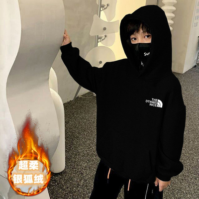 男童秋冬加绒连帽卫衣童装上衣