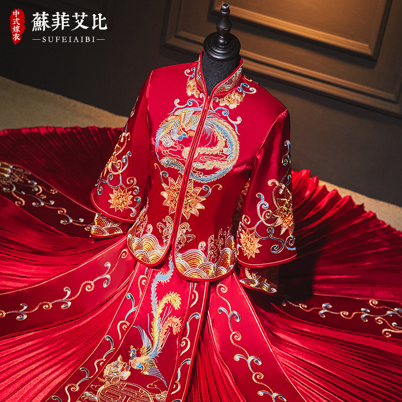 秀禾服新娘新款中式婚纱结婚礼服中国风古装嫁衣龙凤褂显瘦女