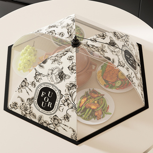 大号盖食物罩新款防尘防虫防蝇新中式饭菜罩折叠餐桌家用遮菜盖伞