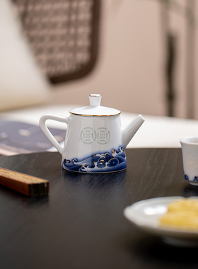 玉柏玲珑景德镇茶具套装喝茶中式青花白瓷器茶杯大泡茶壶陶瓷家用