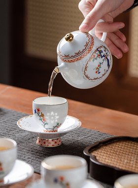 玉柏玲珑景德镇茶具套装中式白瓷器茶杯茶壶轻奢高档精致陶瓷礼盒