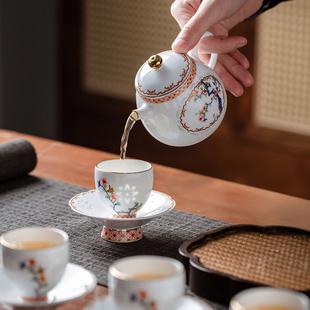 玉柏玲珑景德镇茶具套装中式白瓷器茶杯茶壶轻奢高档精致陶瓷礼盒