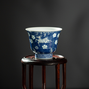 景德镇手工手绘青花玲珑主人杯商务礼品茶杯陶瓷器萤造旗舰店