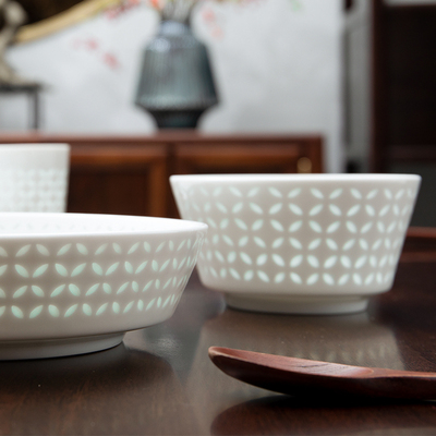 玉柏餐具会发光的玲珑瓷高温瓷