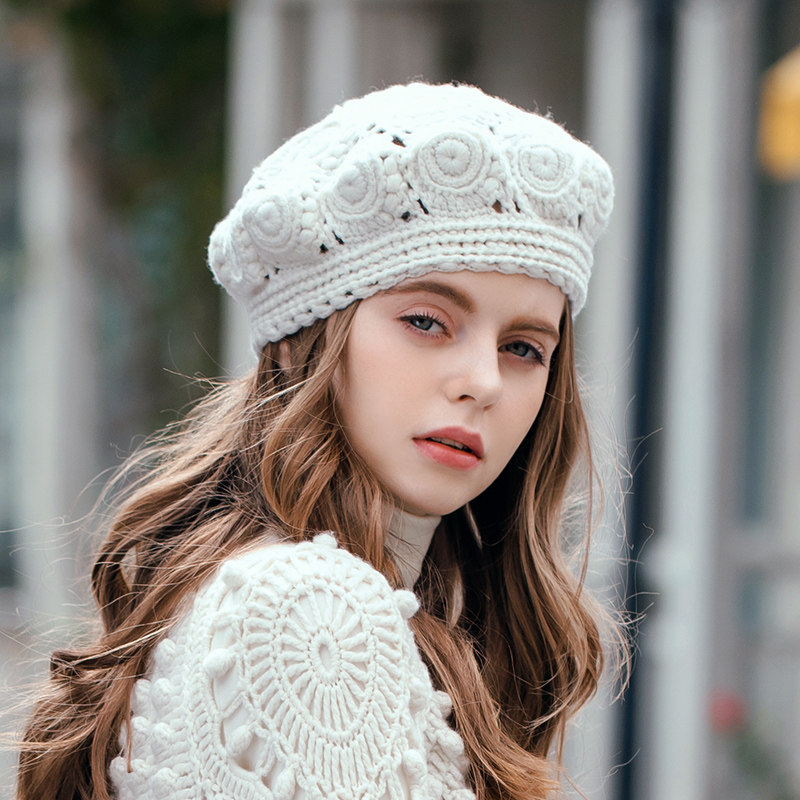 花蔻爱尔兰钩编齿轮贝雷帽 冬天羊绒英伦复古蓓蕾帽子女 网红ins,服饰配件/皮带/帽子/围巾,帽子,淘宝优惠券,粉丝福利购,淘宝优惠卷