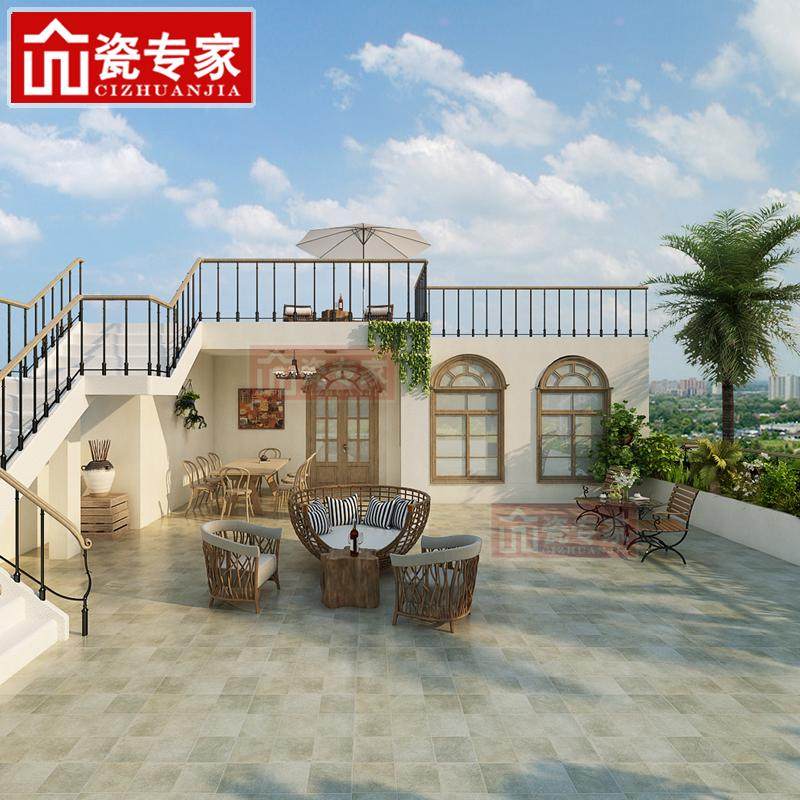 楼顶花园露台瓷砖复古阳台防滑耐磨地中海美式田园庭院仿古地砖