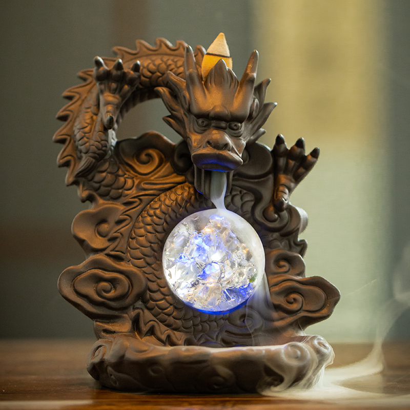 紫砂龙形倒流香炉家用室内香薰炉