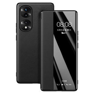 适用于荣耀80手机壳翻盖皮套 华为荣耀90pro保护套新款honor80GT超薄素皮se全包防摔5g男女70por+直屏版外壳