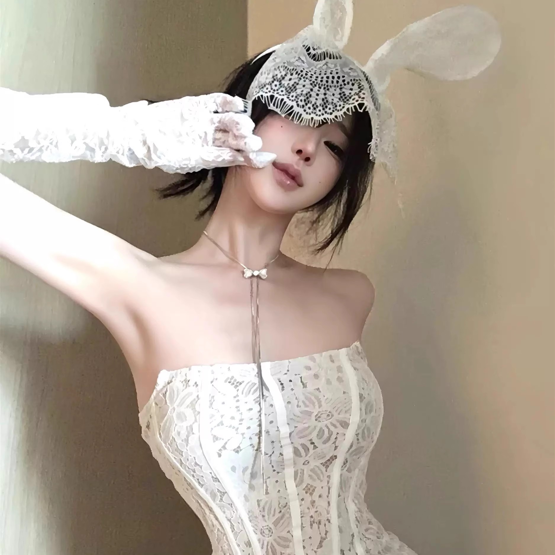 店主*绝美重工万圣节服装性感连衣裙蕾丝温柔包臀兔女郎制服