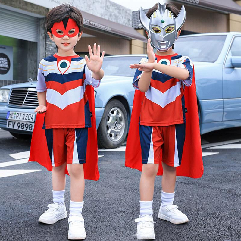 潮牌韩版儿童奥特曼男童衣服cosplay小孩套装发光迪迦战衣奥特曼