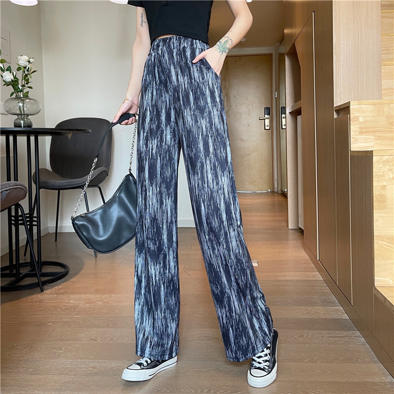 Real shot high waist tie dyed wide leg pants women's 2021 spring and Autumn New Korean casual loose pants