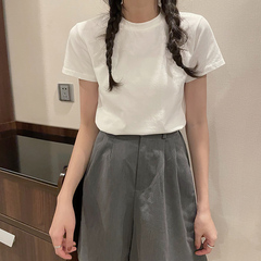 Real shot new fashion elegant style half sleeve loose Korean solid color Top candy color