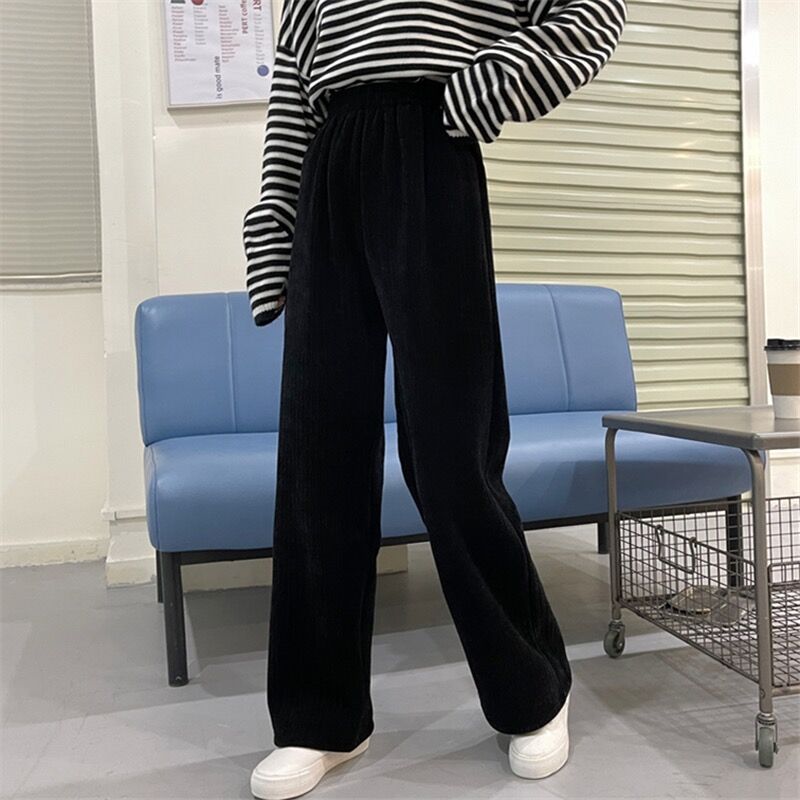 Real shot Plush thickened chenille replica super good quality wide leg slacks with high sag