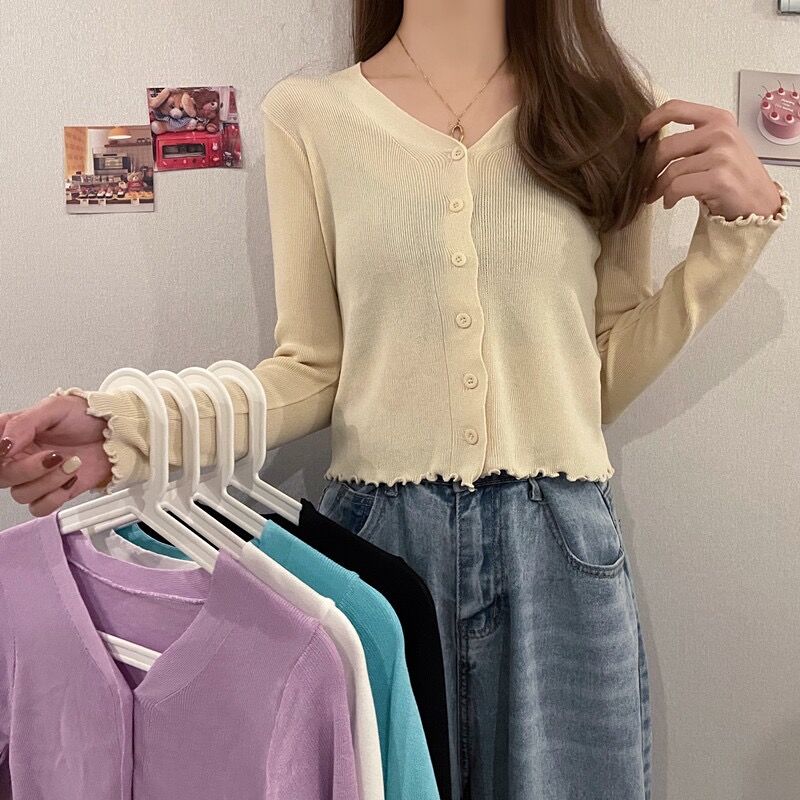 實拍冰絲長袖純色針織衫防曬女士修身打底上衣