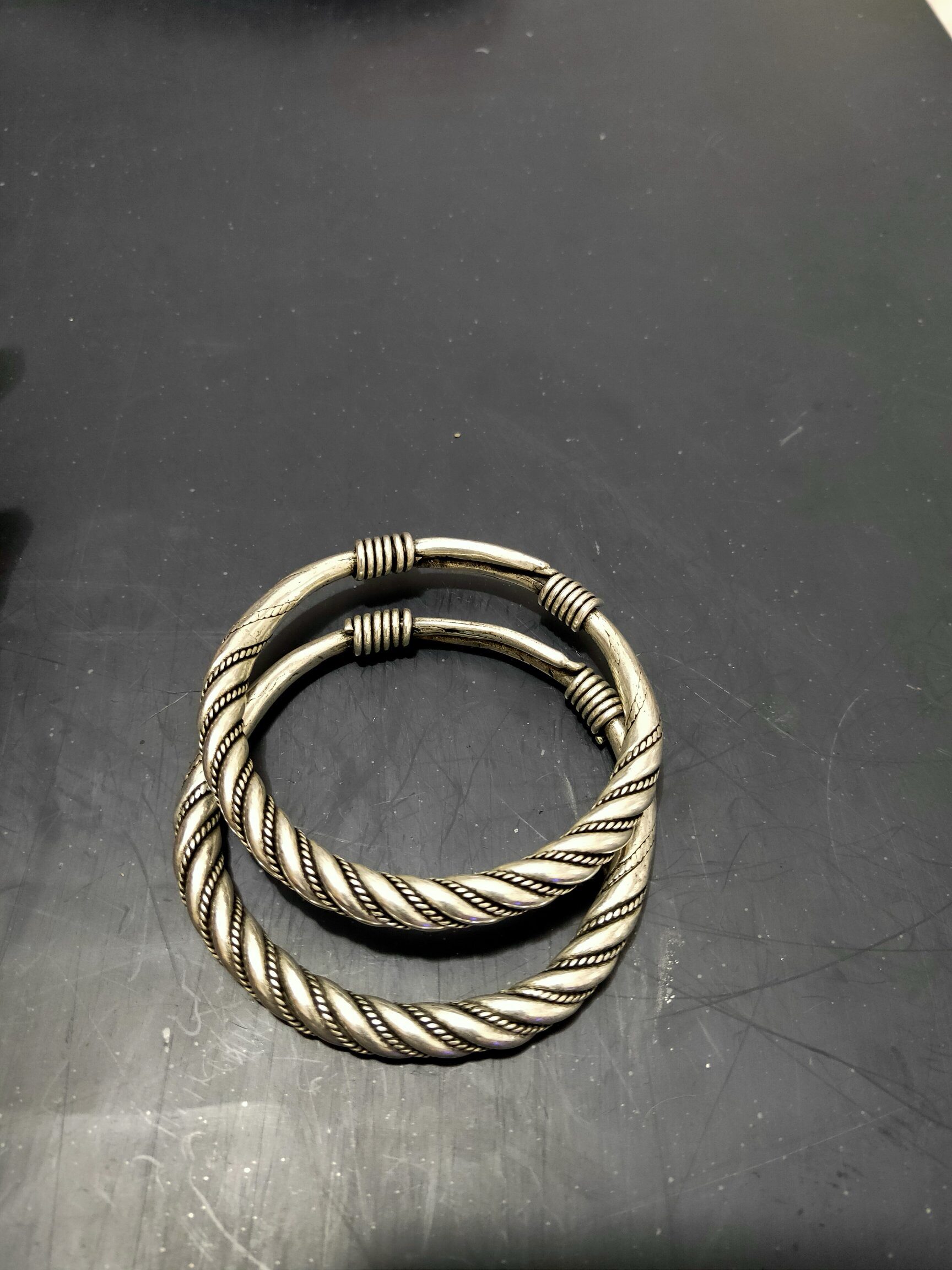 复古藏银手镯925银手镯手工扭丝麻花圆条转运镯子女款