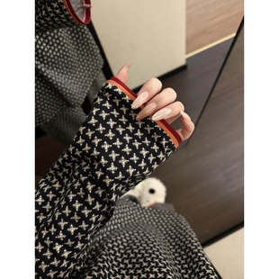 韩版女士高级感气质千鸟格睡衣女春秋款新款长袖长裤家居服两件套