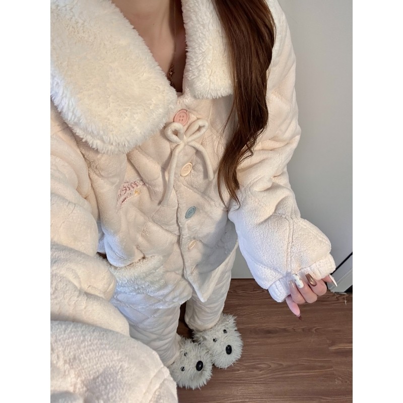 少女可爱卡通加厚三层夹棉睡衣冬季女款2025新款可外穿家居服套装,女士内衣/男士内衣/家居服,睡衣/家居服套装,淘宝优惠券,粉丝福利购,淘宝优惠卷