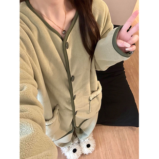简约清新抹茶绿法兰绒睡衣女秋冬季新款保暖长袖长裤家居服两件套