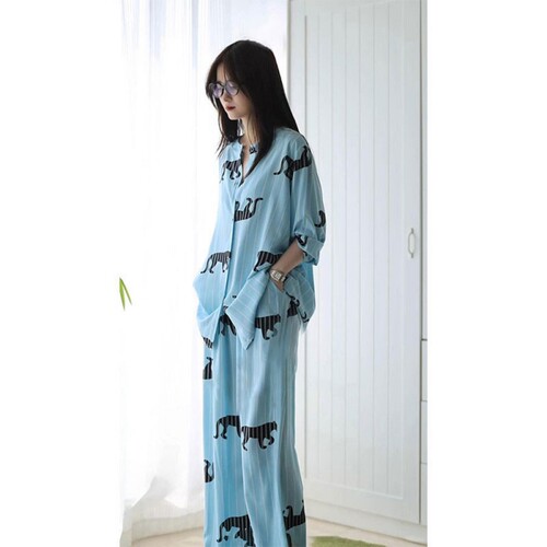 法式高级感豹子绵绸睡衣女夏季