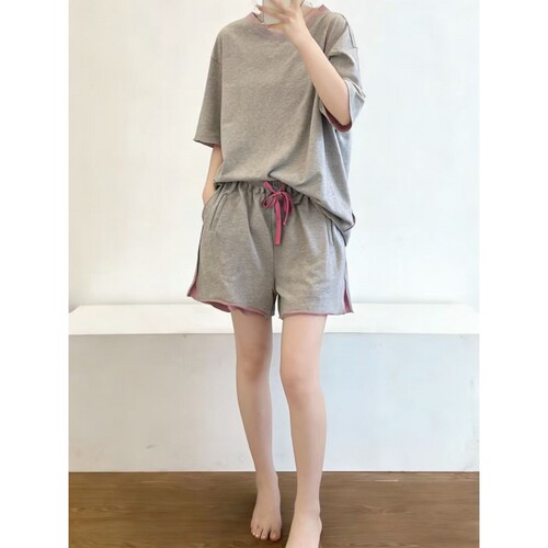 沐染家 ins简约慵懒大码睡衣女夏款2026年新款亲肤舒适家居服套装