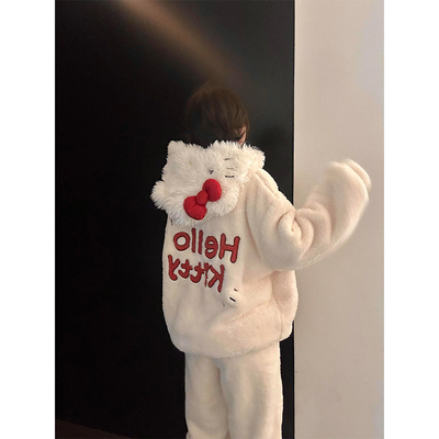 可爱hellokitty连麦珊瑚绒睡衣女