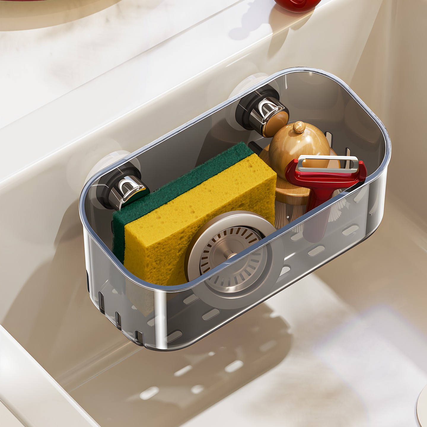 厨房水槽置物架吸盘沥水篮壁挂式