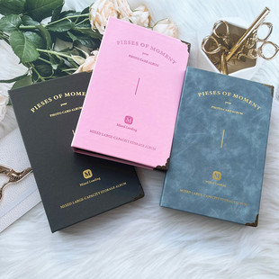 收纳册镭射卡册pu皮革3孔孔距7cm小票夹外壳可放3格3寸飞机票复古