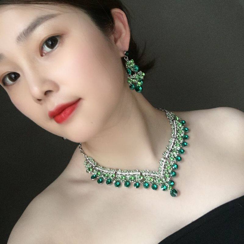 首饰水晶玻璃欧美风夸张锁骨链精品奢华装饰项链气质OL女韩版配饰