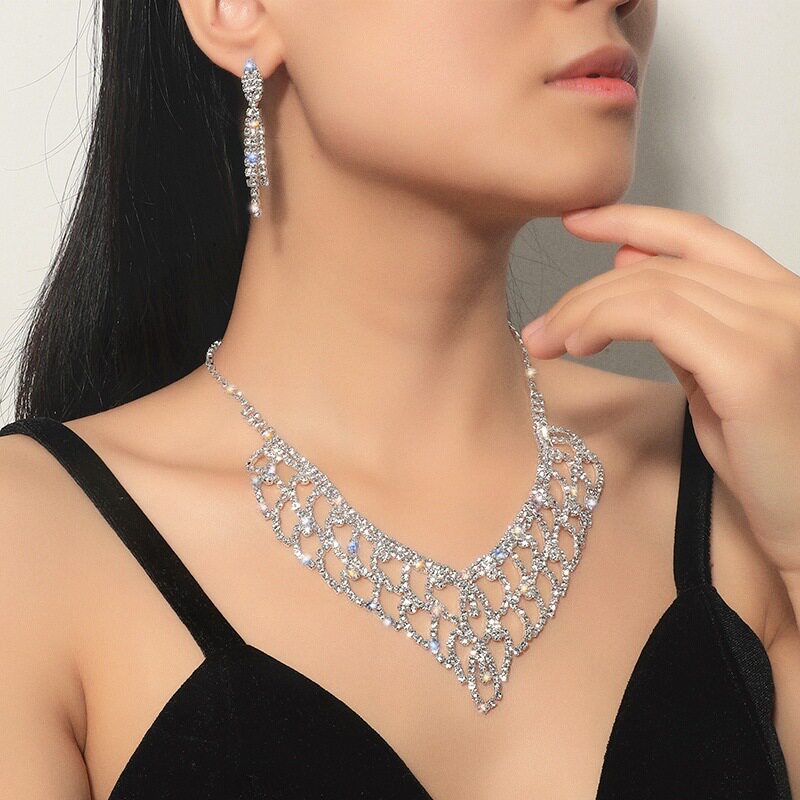 欧美奢华水钻礼服婚纱热销项链