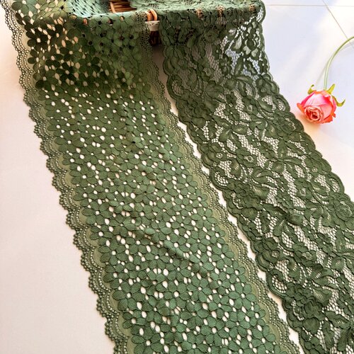 军绿色弹力宽厚蕾丝服装辅料花边