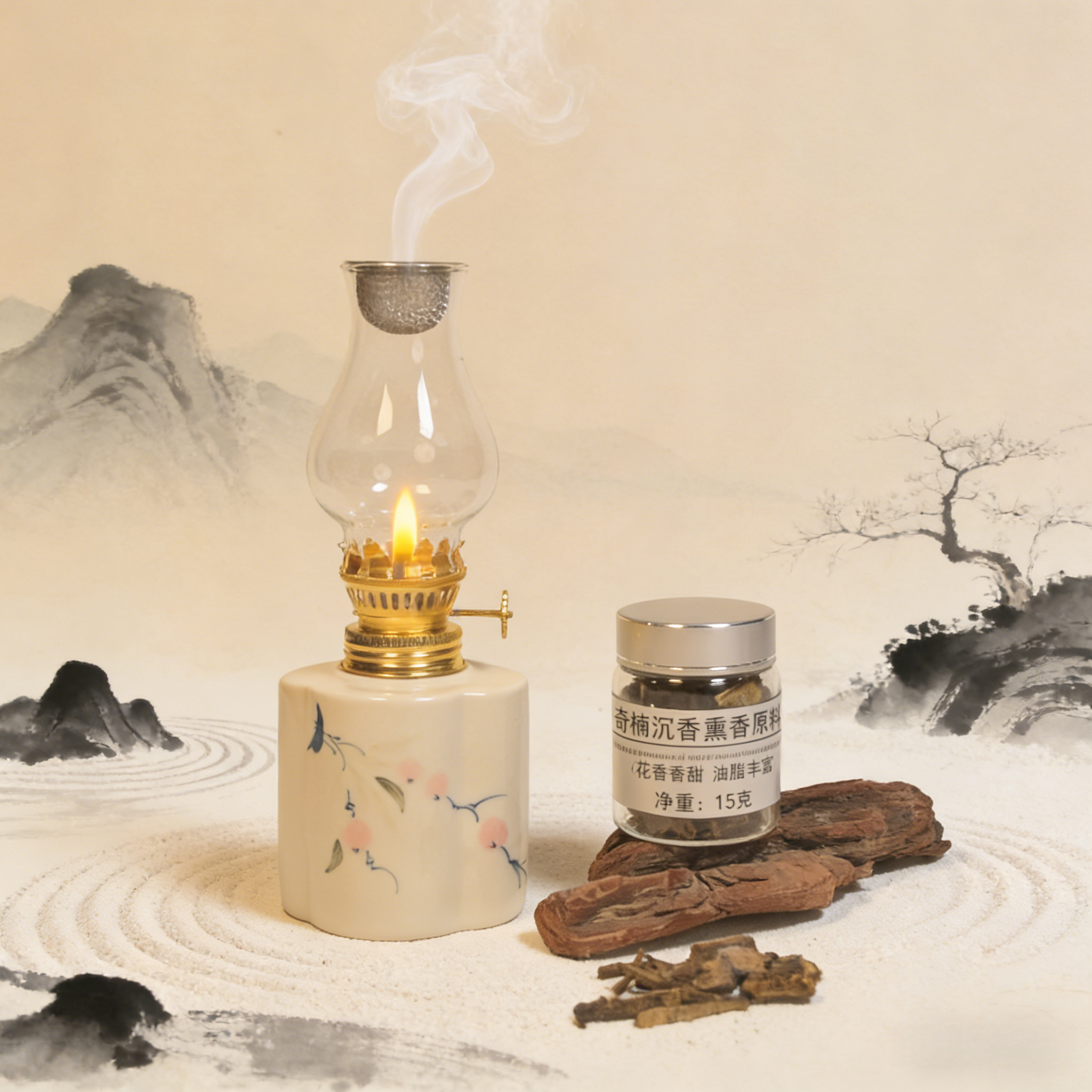新中式沉香香薰灯陶瓷酥油灯隔火熏香炉香料香粉檀香炉沉香香薰炉