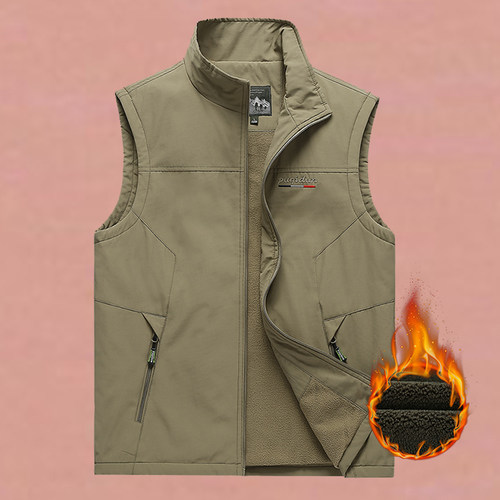 摇粒绒中青年马甲男士加绒