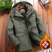 冬季 外套 工装 男装 棉衣加绒加厚休闲中年多口袋棉袄抗寒棉服中长款