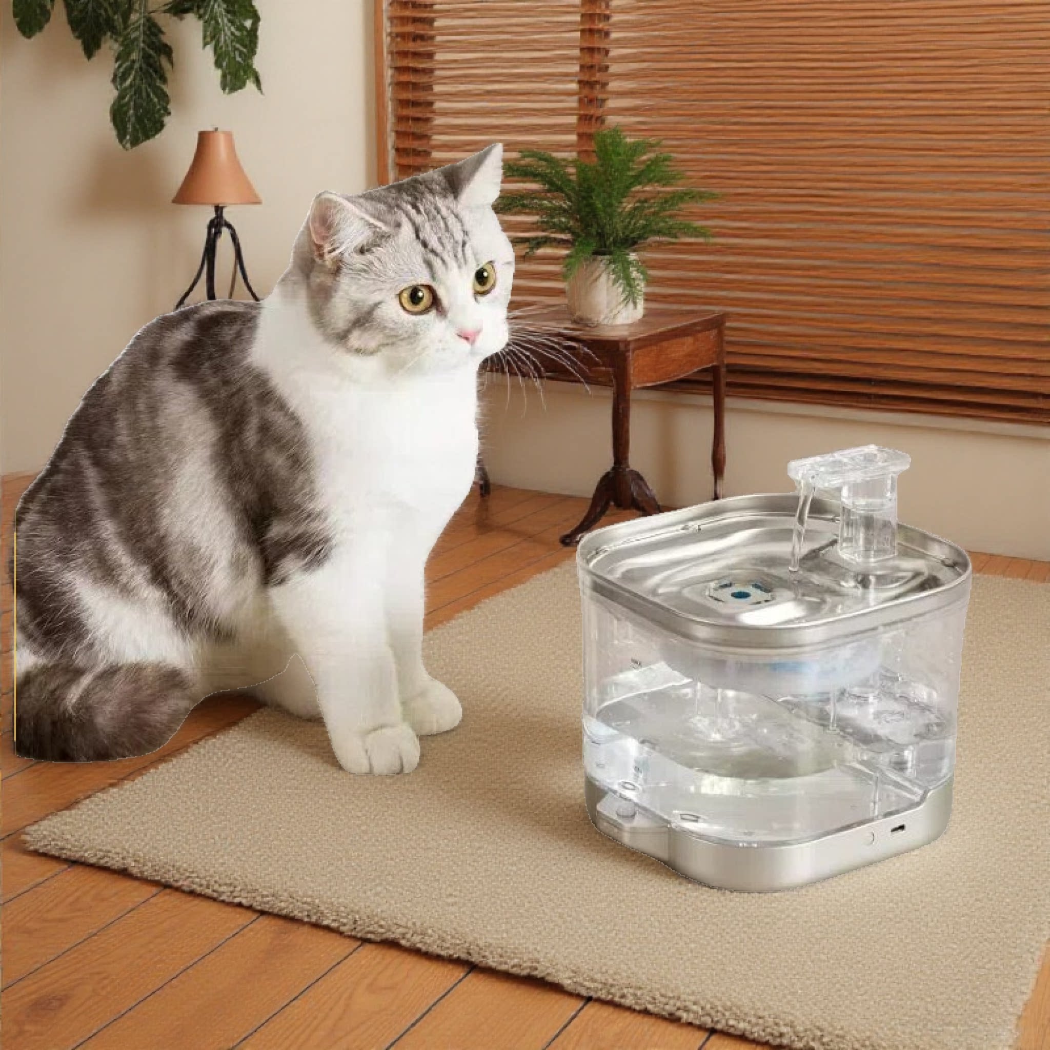 猫咪饮水机自动循环流动水家用宠物饮水器无线不插电充电智能感应