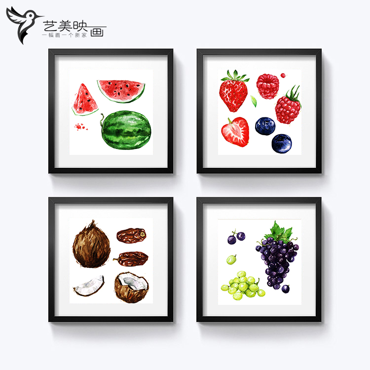 【彩绘水果】三联客厅画墙画壁画客厅现代挂画沙发背景墙玄关装饰图片