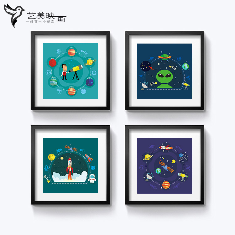 【太空旅客】星球宇宙行星地球外星儿童房卧室装饰挂画环保墙壁画