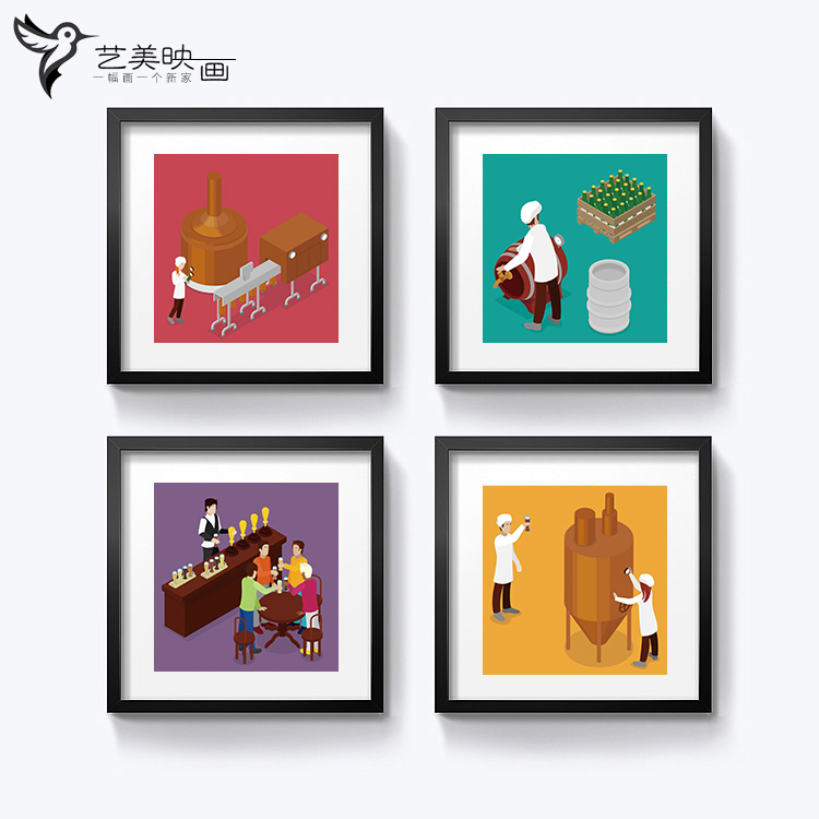 【酿酒工程】葡萄啤酒白酒工艺装饰画酒庄酒窖酒文化挂画壁画墙画
