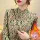德绒保暖印花T恤女秋冬新款 半高领套头打底衫 气质妈妈装 宽松大码