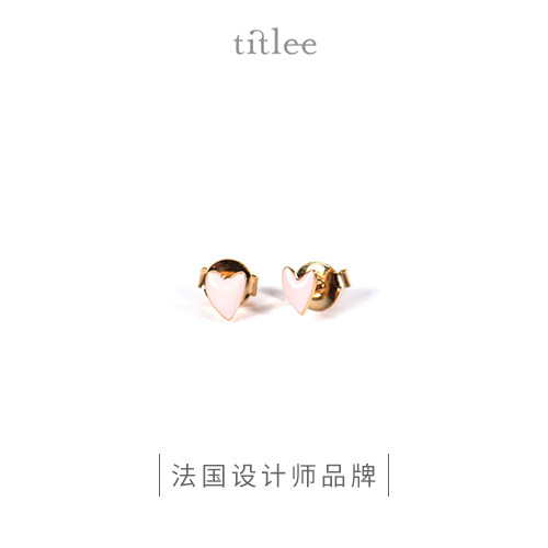 Titlee新款小红心耳钉森系超仙简约女小巧网红冷淡风小众设计情侣