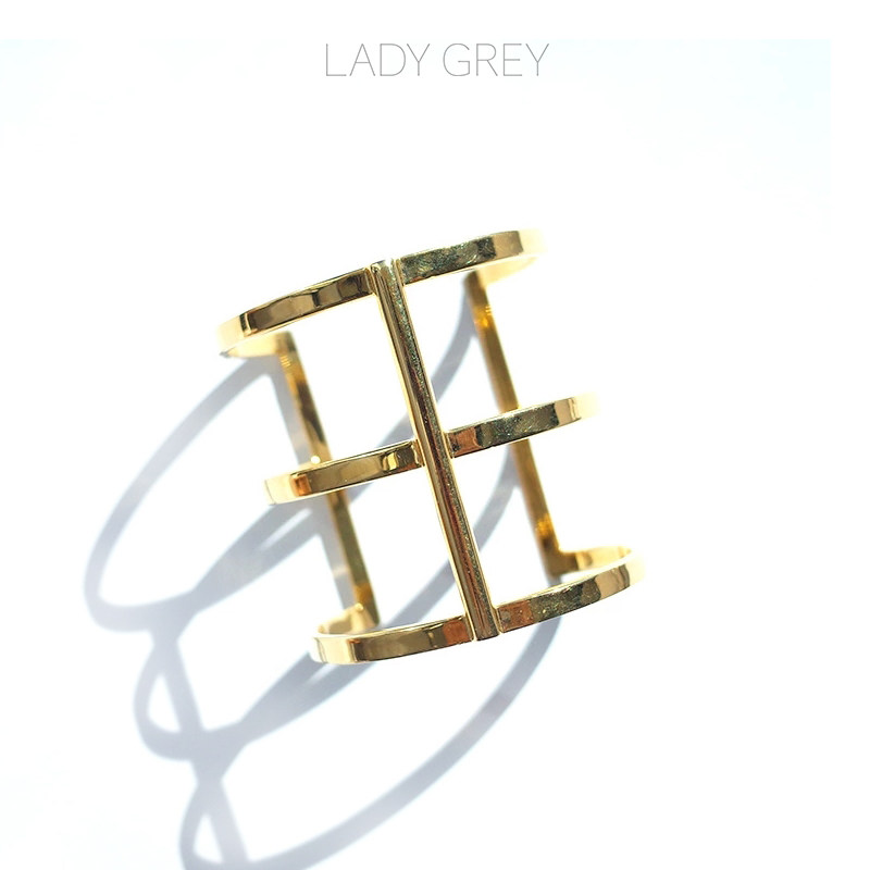 美国lady grey铜镀18k金手镯女2020新款时髦欧美个性设计简约现货