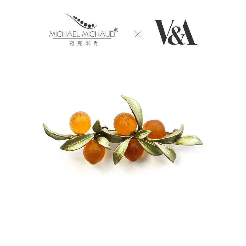 michael michaud橙子胸针女式高档胸花防走光丝巾扣别针固定衣服
