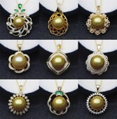 S925纯银珍珠吊坠空托女欧美气质高雅款 珠宝项链项坠配件diy手作