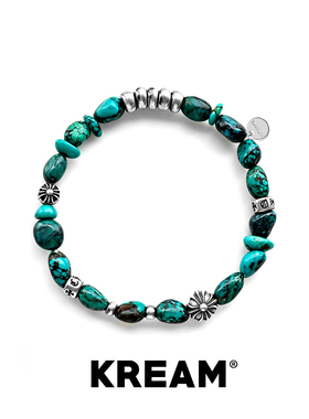 KREAM 925银复古十字绿松串珠手链男欧美潮流女手串情侣礼物
