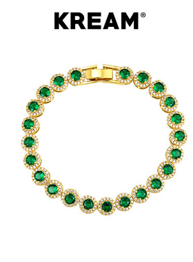 KREAM 镀金绿石网球手链男嘻哈女同款