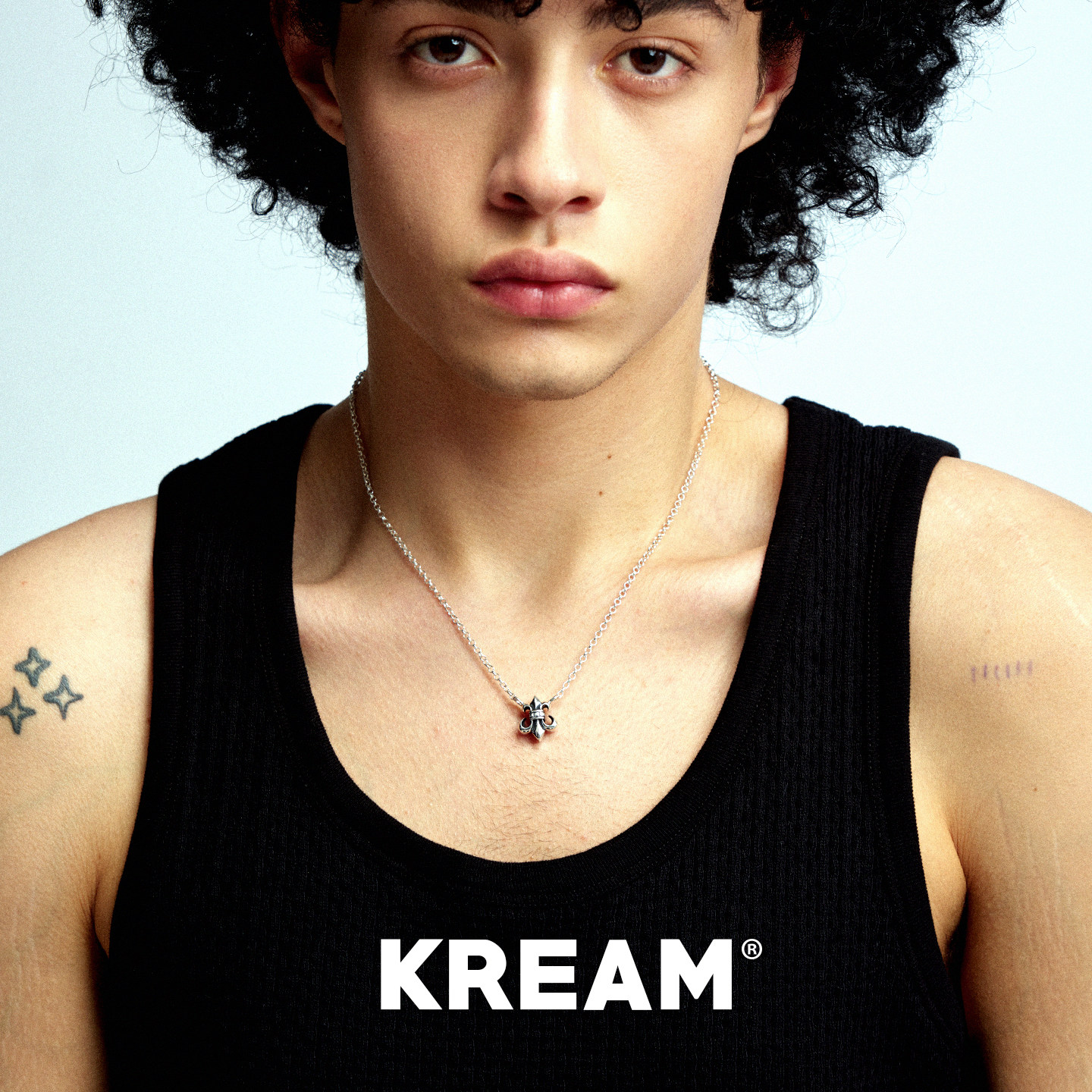 KREAM 925纯银 做旧鸢尾徽章项链男欧美潮流女锁骨链高级感情侣