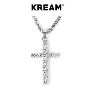 ice 满钻十字形项链男女锁骨链 out necklace ins cross silver