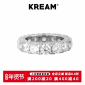 KREAM S925纯银镀白金闪钻锆石戒指男女情侣戒指 ring ice out