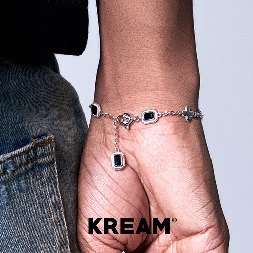 KREAM 925纯银黑锆石十字手链男嘻哈女欧美潮流精致高级感礼物