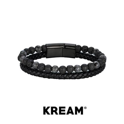 KREAM 火山石/绿松元素 编织皮绳多层叠戴手链男女同款