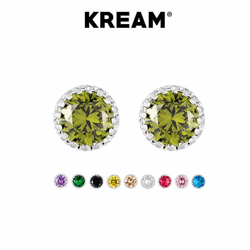 KREAM 10色 新款彩色锆石耳钉男嘻哈女同款欧美情侣饰品